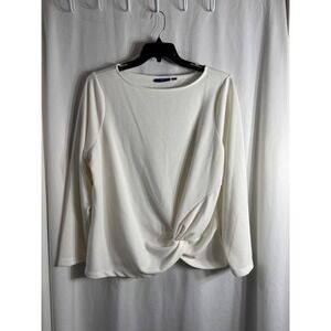 Apt 9 Womens Long Sleeve Twist Front‎ Textured Knit Top Ivory XXL